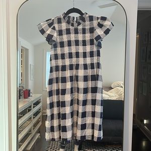 Sea Gingham Cotton Pinafore Minidress